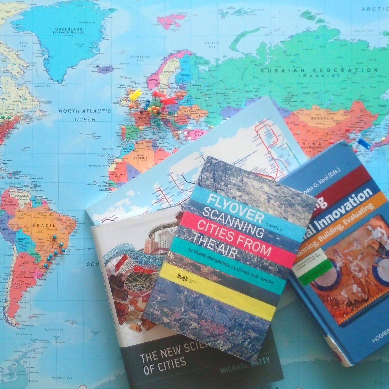world map with books