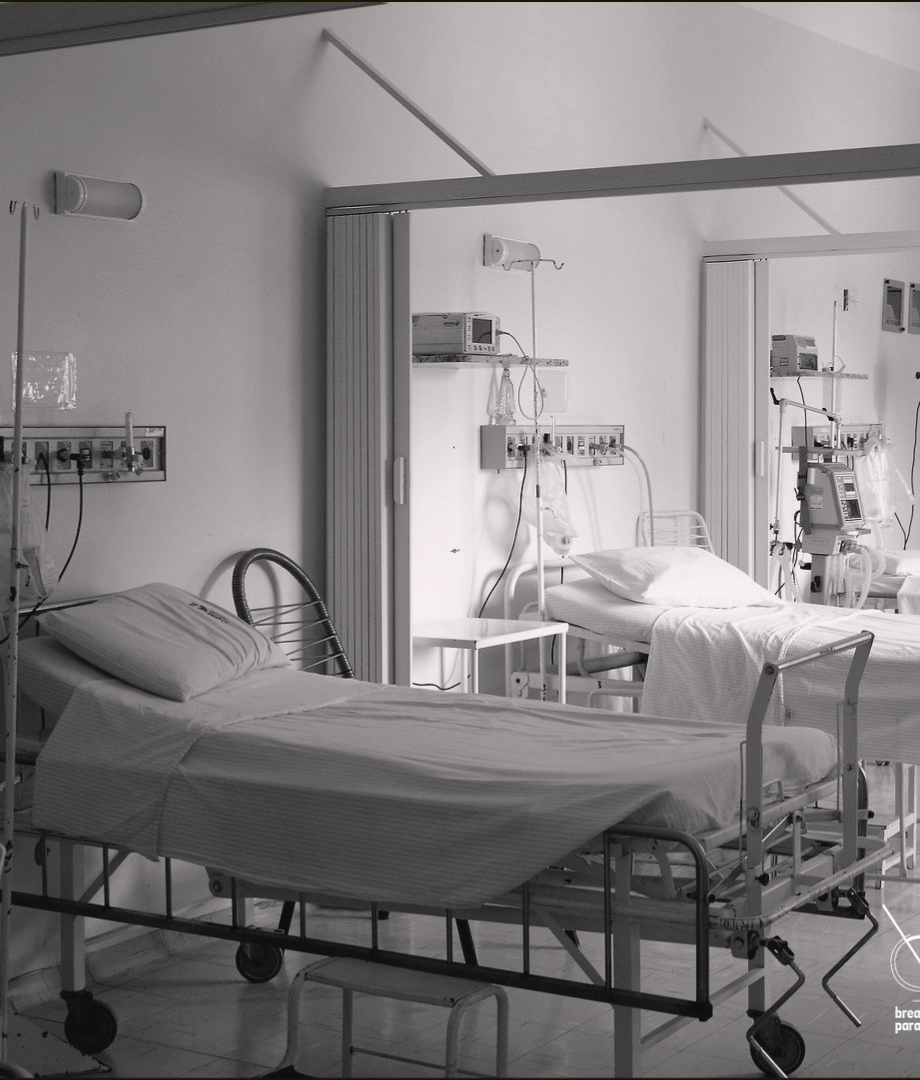 Hospital beds black and white